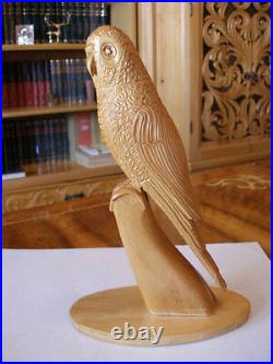 PARROT CARVED WOOD SCULPTURE by STELICA COVACI