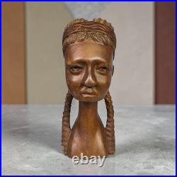 PAUL WEIR African Art & Wood Carving Sculpture Statue Art Girl Lady Hair