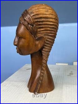 PAUL WEIR African Art & Wood Carving Sculpture Statue Art Girl Lady Hair