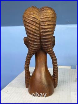 PAUL WEIR African Art & Wood Carving Sculpture Statue Art Girl Lady Hair