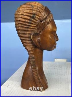 PAUL WEIR African Art & Wood Carving Sculpture Statue Art Girl Lady Hair