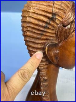PAUL WEIR African Art & Wood Carving Sculpture Statue Art Girl Lady Hair