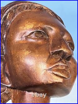 PAUL WEIR African Art & Wood Carving Sculpture Statue Art Girl Lady Hair