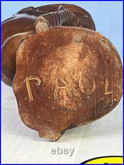 PAUL WEIR African Art & Wood Carving Sculpture Statue Art Girl Lady Hair
