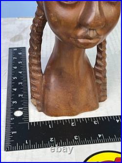 PAUL WEIR African Art & Wood Carving Sculpture Statue Art Girl Lady Hair