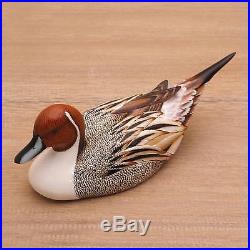 PINTAIL DUCK Signed Hand Carved Wood Sculpture Bali Art