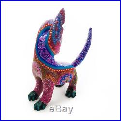PURPLE DOG Oaxacan Alebrije Wood Carving Mexican Art Animal Sculpture Painting