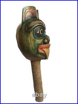 Pacific NW Native American Indian Kwakiutl Shaman's Bear Rattle #2 Hand Carved