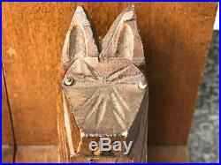 Pair Small Vintage Scottish Terrier Carved Wood Sculptures Bookends