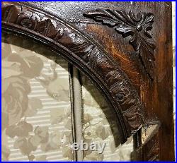 Pair gothic flower carving cabinet door Antique french architectural salvage