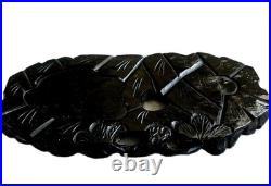 Pair of 19th Cen Chinese Boxwood Hand Carved Water Buffalo with Rider Glass Eyes