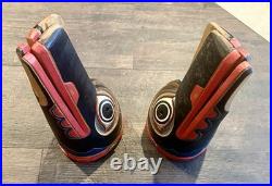 Pair of Large hand-carved wooden mask Pacific, Northwest inspired