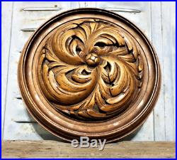 Pair rosette rosace wood carving ornament Antique french architectural salvage