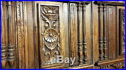 Pair rosette scroll leaf wood carving panel Antique french architectural salvage