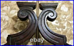 Pair scroll groove carving corbel bracket Antique french architectural salvage