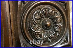 Pair solid rosette entrelas carving panel Antique french architectural salvage