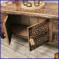 Palini Rectangle Coffee Table Moroccan Style Carving Storage Compartment 91cm