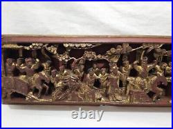 Panel High Relief Wood Carved Gilded Wood Horseman Characters 19th Century 25L