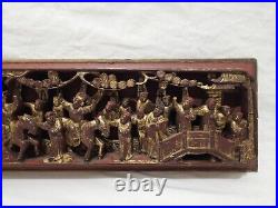 Panel High Relief Wood Carved Gilded Wood Horseman Characters 19th Century 25L
