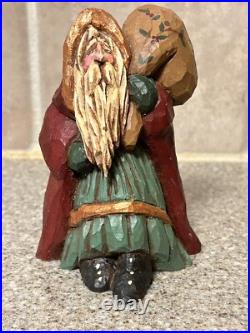 Patricia Cobb Folk Art Hand Carved Santa Signed & Stamped 1997 Nicholas 60/200