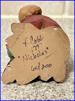 Patricia Cobb Folk Art Hand Carved Santa Signed & Stamped 1997 Nicholas 60/200