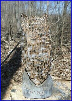 Pearched Owl Chainsaw Art, Sculpture, Home, And Garden Decor