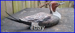 Pintail Duck Decoy Wooden Hand Carved by Adam Plitt of iCarve Signed by Artist