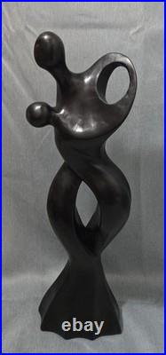 Postmodern Dancing Couple Ironwood Solid Wood Sculpture 18 Tall Thailand Great