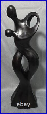 Postmodern Dancing Couple Ironwood Solid Wood Sculpture 18 Tall Thailand Great