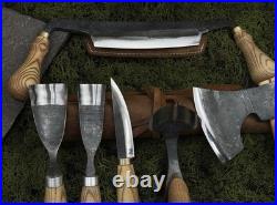 Premium Hand-Forged Wood Carving Tool Set 7-Piece Set with Leather Roll