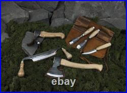 Premium Hand-Forged Wood Carving Tool Set 7-Piece Set with Leather Roll