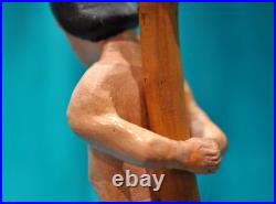 Puerto Rico Art vintage Santo de Palo wood carving San Sebastian -Ernesto Rivera