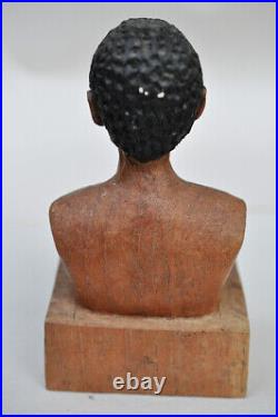 Puerto Rico Art vintage wood carving of AfroLatina tallado en madera