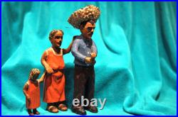 Puerto Rico Art vintage wood carving talla madera Familia Jibara -Neftale Negron