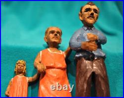 Puerto Rico Art vintage wood carving talla madera Familia Jibara -Neftale Negron