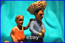 Puerto Rico Art vintage wood carving talla madera Familia Jibara -Neftale Negron