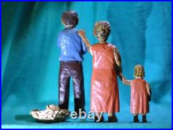 Puerto Rico Art vintage wood carving talla madera Familia Jibara -Neftale Negron