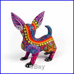 Purple Chihuahua Dog Oaxacan Alebrije Wood Carving Mexican Folk Art Sculpture