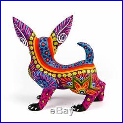 Purple Chihuahua Dog Oaxacan Alebrije Wood Carving Mexican Folk Art Sculpture