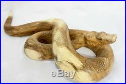 Python Boa Constrictor Snake Statue handmade wood carving sculpture Bali Art