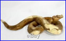 Python Boa Constrictor Snake Statue handmade wood carving sculpture Bali Art