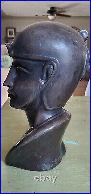 RARE-1958 Agostinho Rodrigues Wood Carving Sculpture Roman Warrior Signed 504
