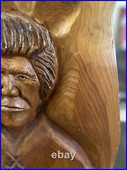 RARE Gary Thompson Hand Carved Wood Native American Sculpture Statue, Signed