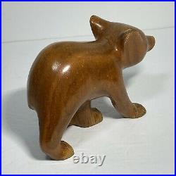 RARE Signed AMANDA CROWE Carved Wood BEAR SCULPTURE Figurine Carving
