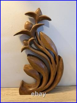 RARE! Wood Art Abstract Organic Sculpture Hand-Carved MCM Architectural Piece