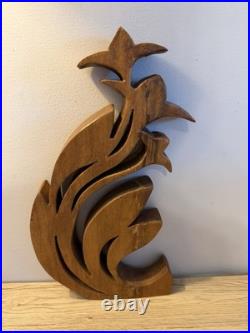 RARE! Wood Art Abstract Organic Sculpture Hand-Carved MCM Architectural Piece
