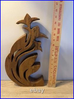 RARE! Wood Art Abstract Organic Sculpture Hand-Carved MCM Architectural Piece