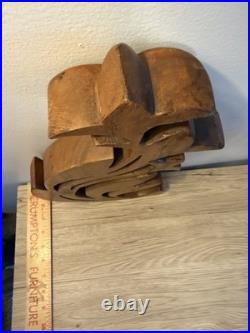 RARE! Wood Art Abstract Organic Sculpture Hand-Carved MCM Architectural Piece