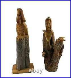 RARE Xmas/Religious Jesus & St. Francis Artisan Hand-Carved figures (MSRP $900)