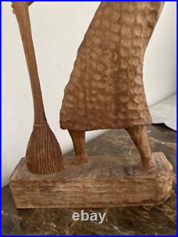 ROGER FRANCOISE RARE HAITIAN WOOD Hand CARVED SCULPTURE Original Signed